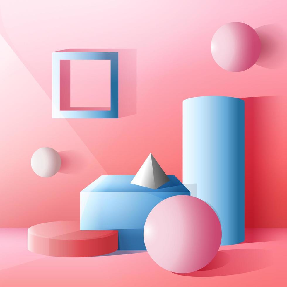 Pink Geometric 3d vector