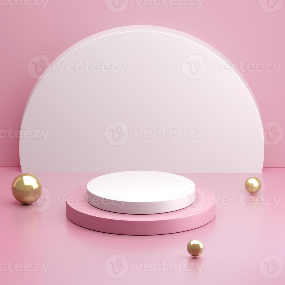 3d Podium on pink color background. 3d render illustrations. photo