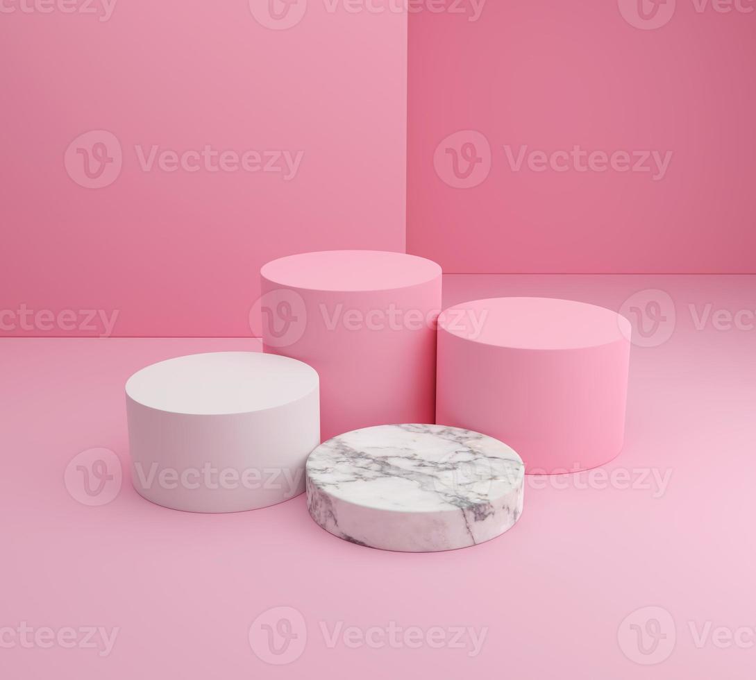 3d Podium on pink color background. 3d render illustrations. photo