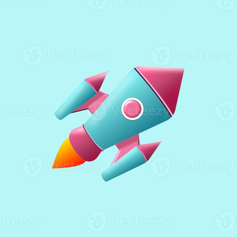 Rocket Launch Illustration 3D Design with fire photo