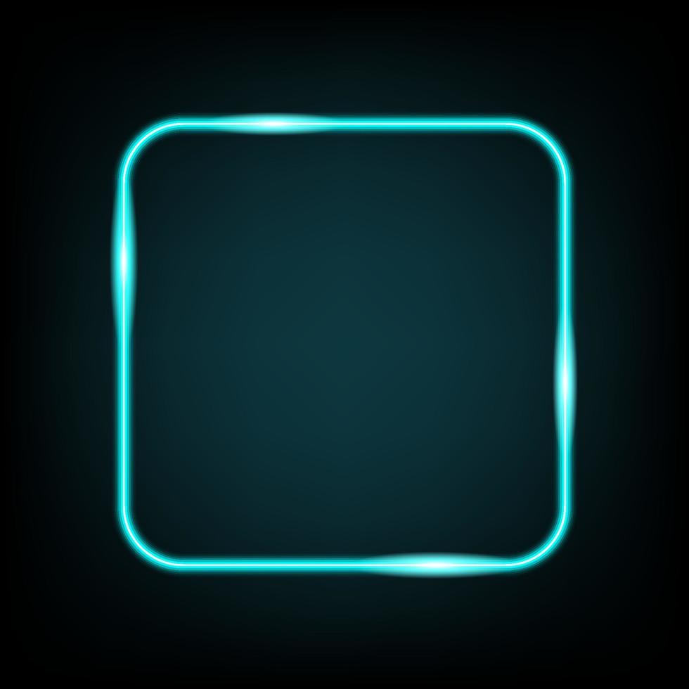 Neon light square banner. Glowing frame isolated on transparent background. Realistic template sign vector. vector