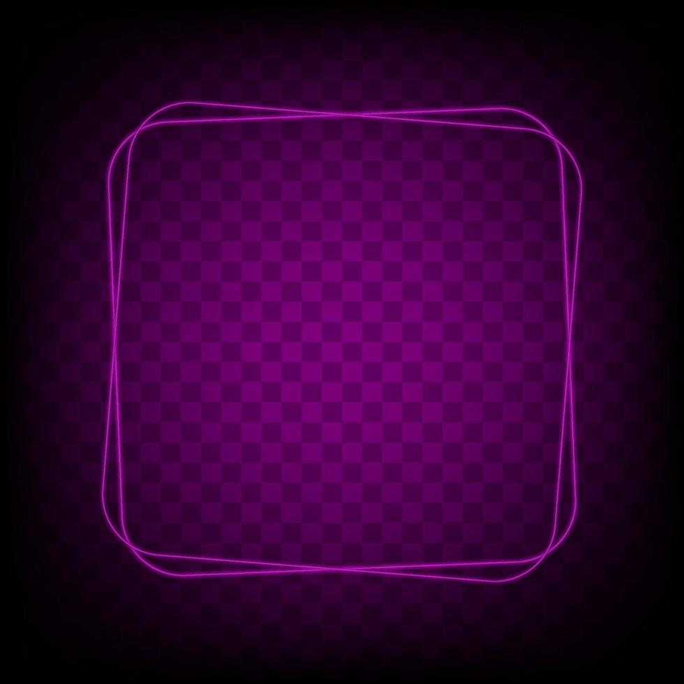 Neon light square banner. Glowing frame isolated on transparent background. Realistic template sign vector. vector