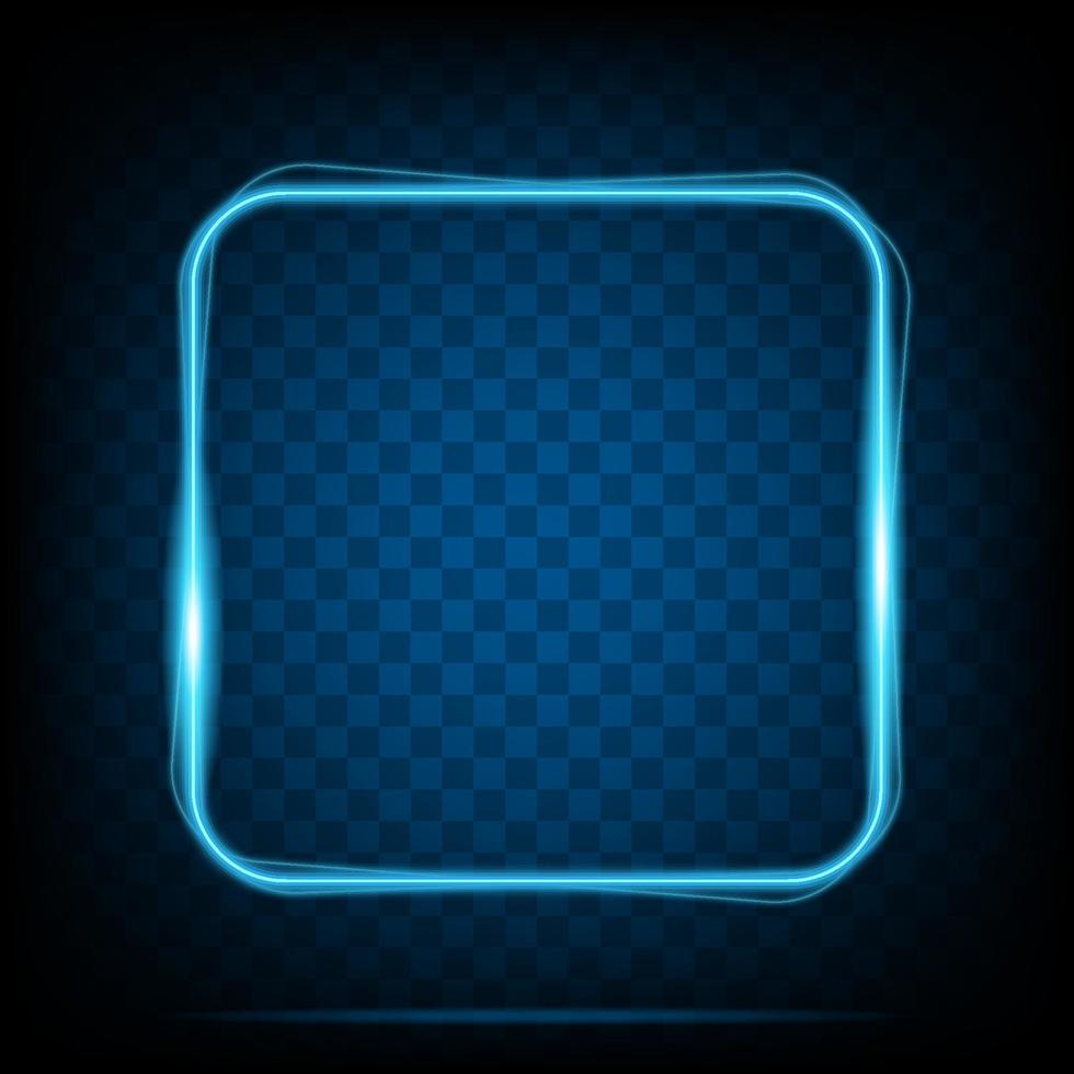 Neon light square frame. Glowing banner isolated on transparent background. Realistic template sign vector. vector