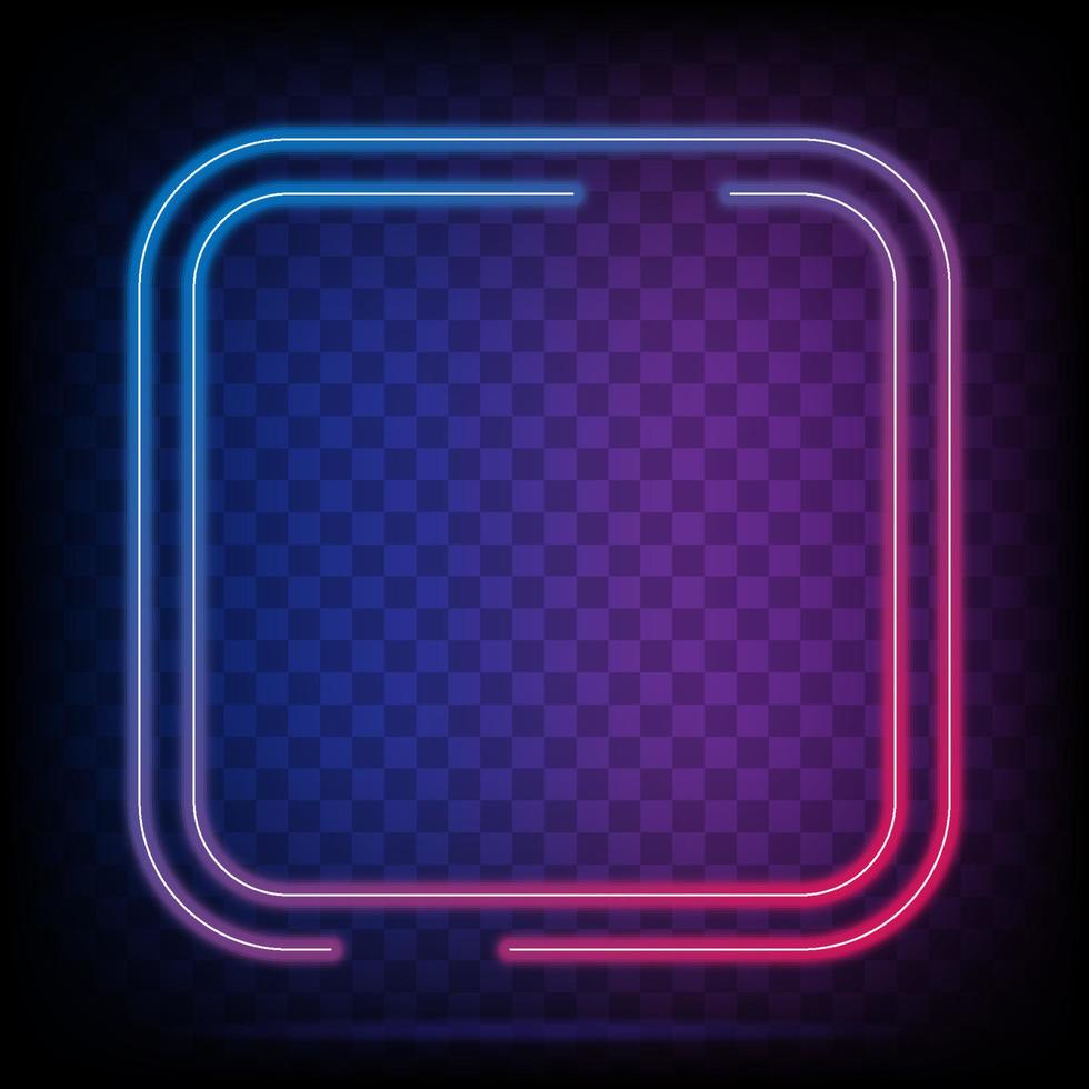 Neon light square banner. Glowing frame isolated on transparent background. Realistic template sign vector. vector