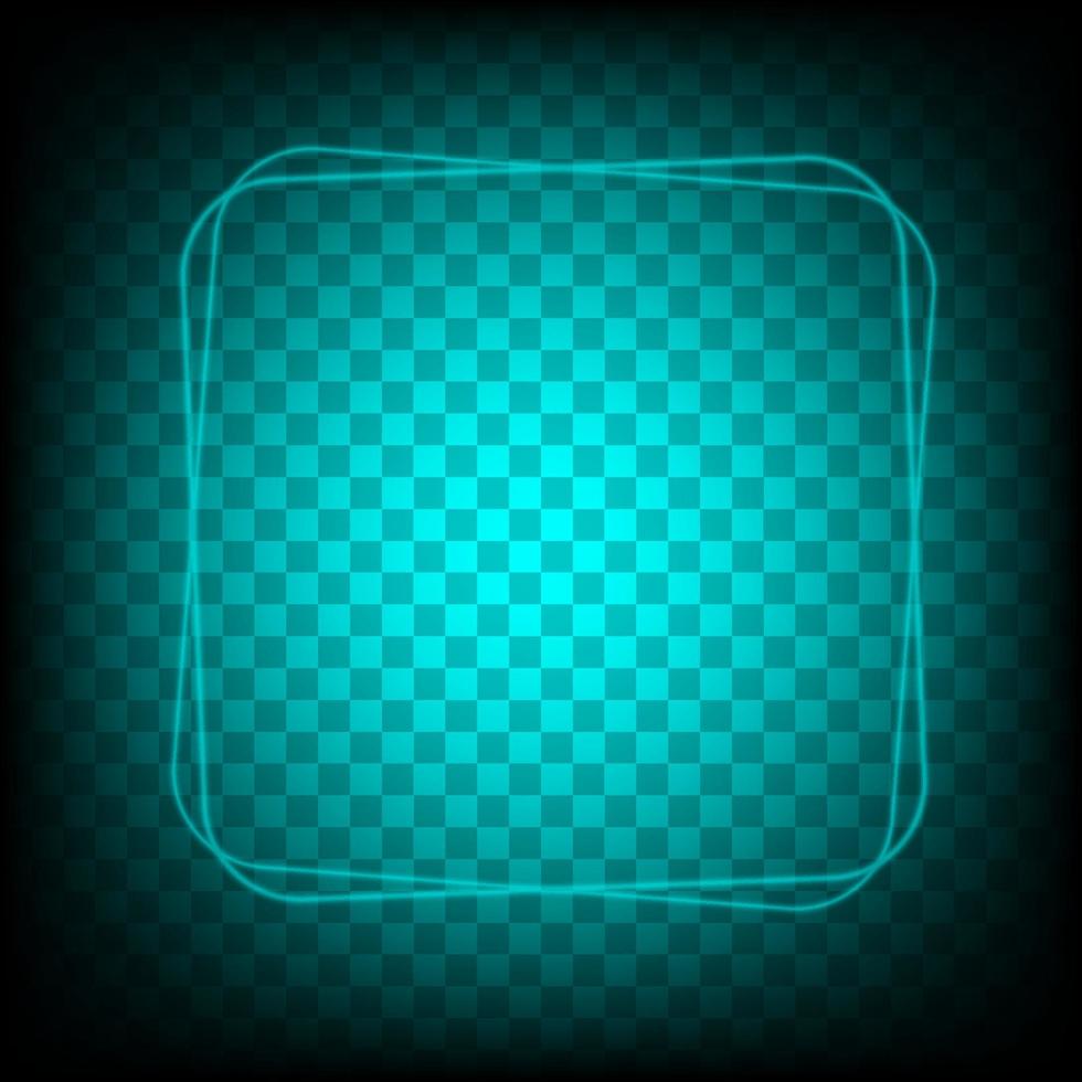 Neon light square banner. Glowing frame isolated on transparent background. Realistic template sign vector. vector