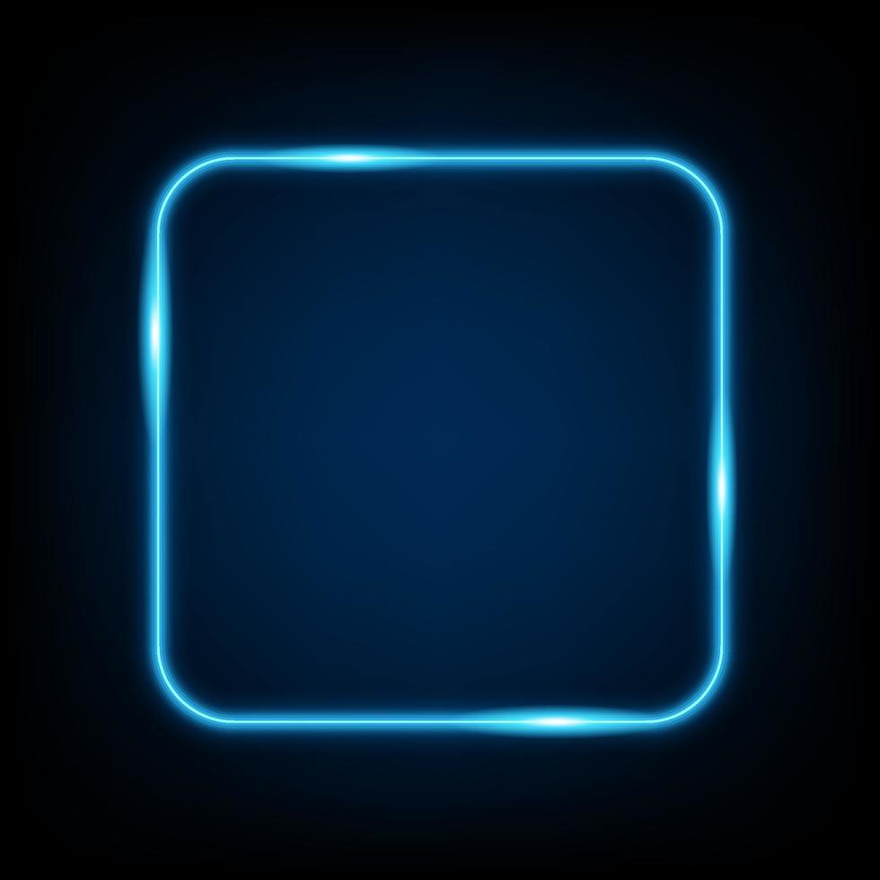 Neon light square banner. Glowing frame isolated on transparent background. Realistic template sign vector. vector