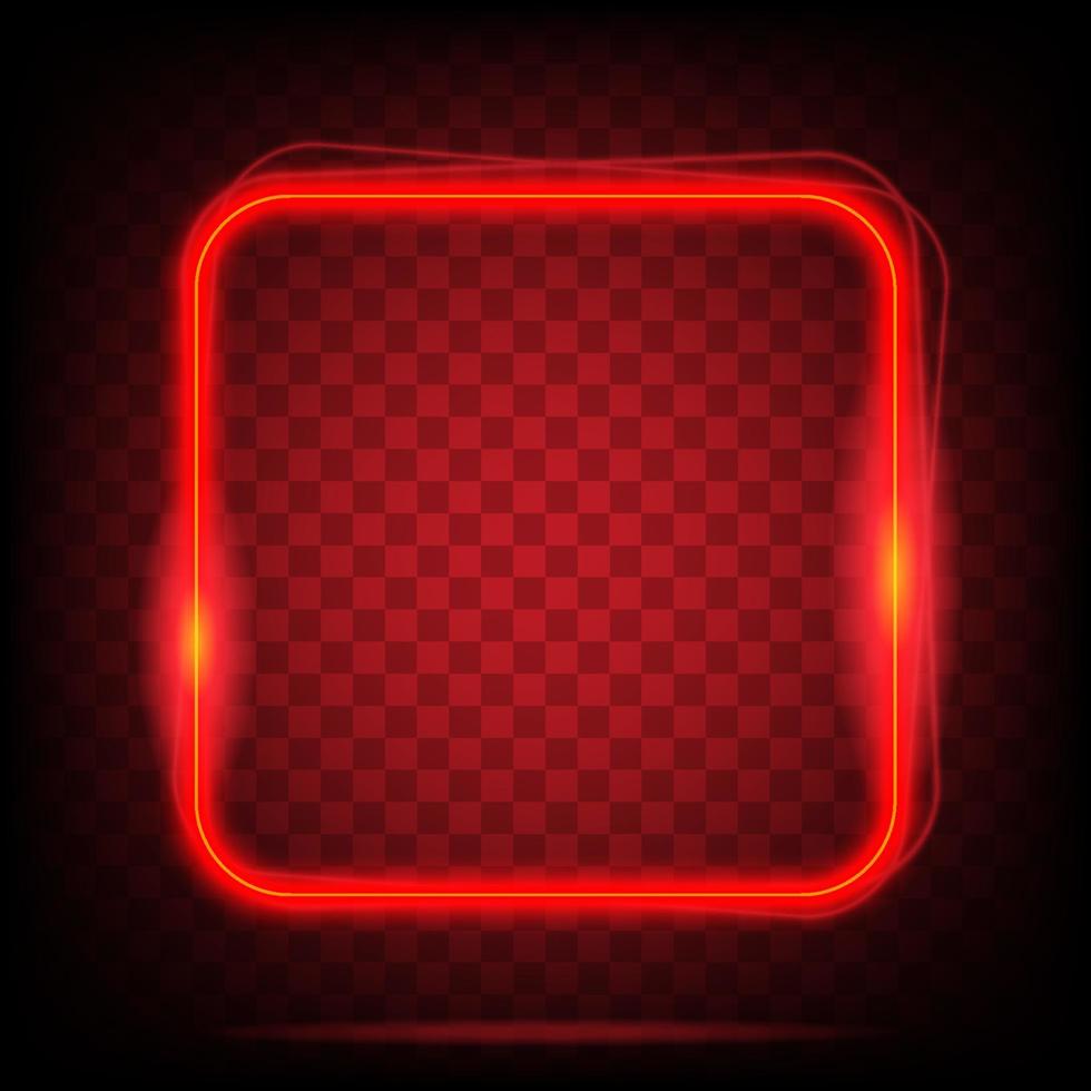Neon light square banner. Glowing frame isolated on transparent background. Realistic template sign vector. vector