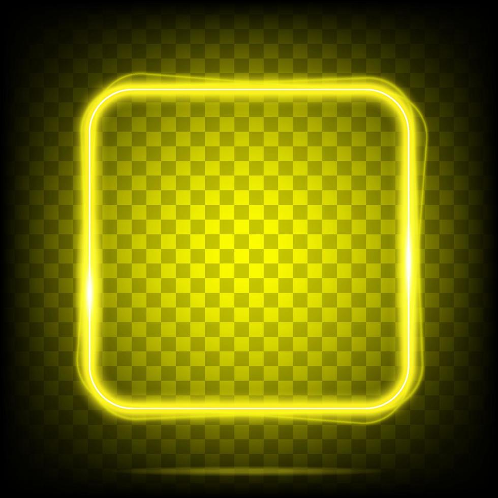 Neon light square banner. Glowing frame isolated on transparent background. Realistic template sign vector. vector