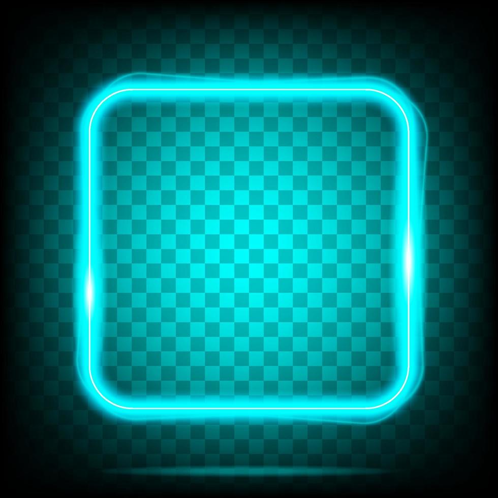 Neon light square banner. Glowing frame isolated on transparent background. Realistic template sign vector. vector