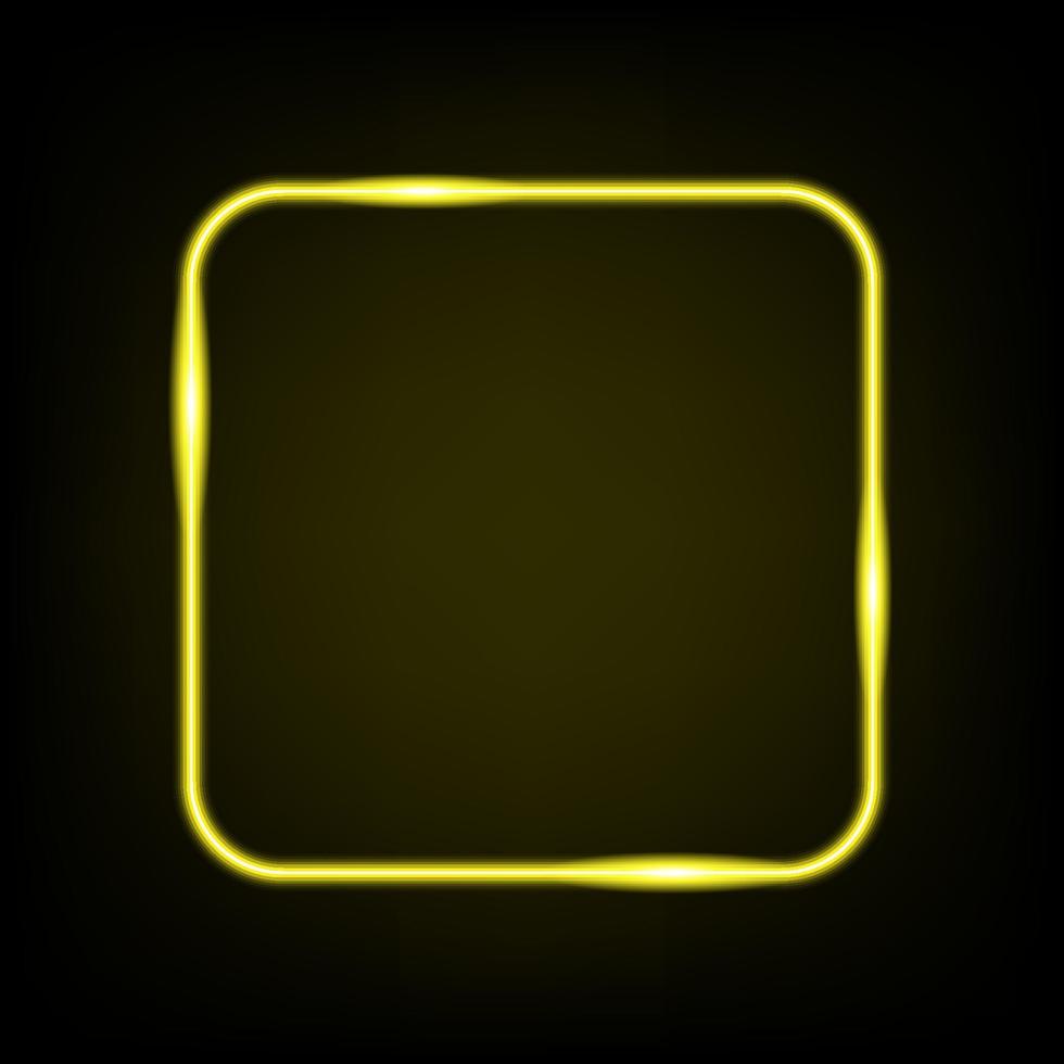 Neon light square banner. Glowing frame isolated on transparent background. Realistic template sign vector. vector