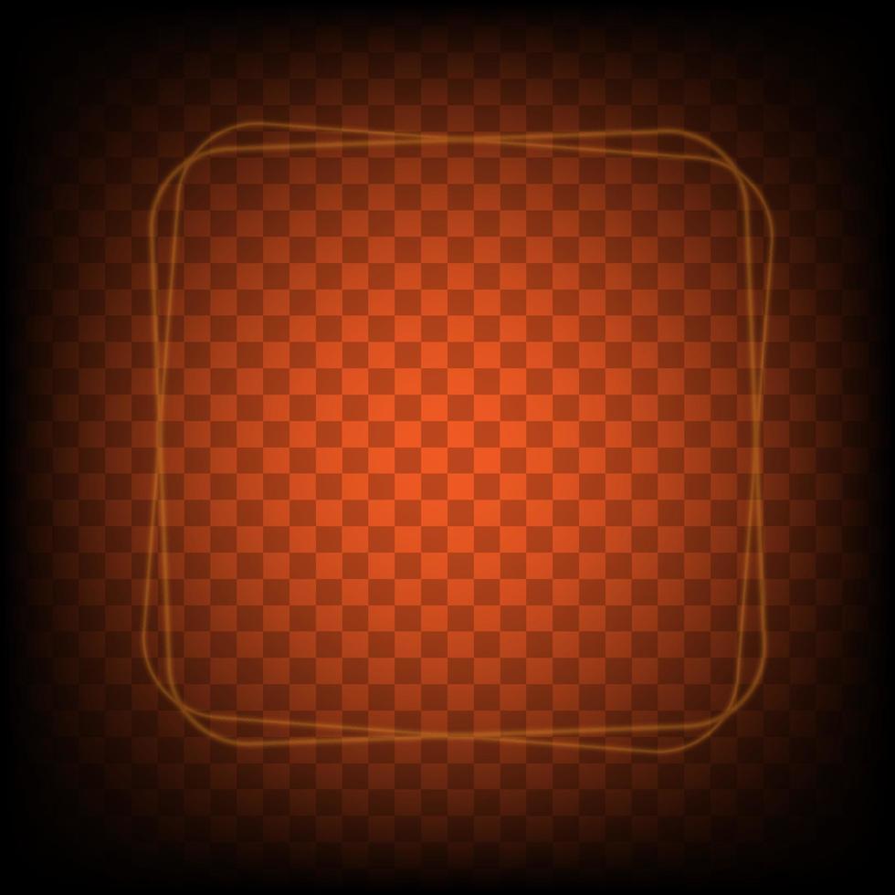 Neon light square banner. Glowing frame isolated on transparent background. Realistic template sign vector. vector