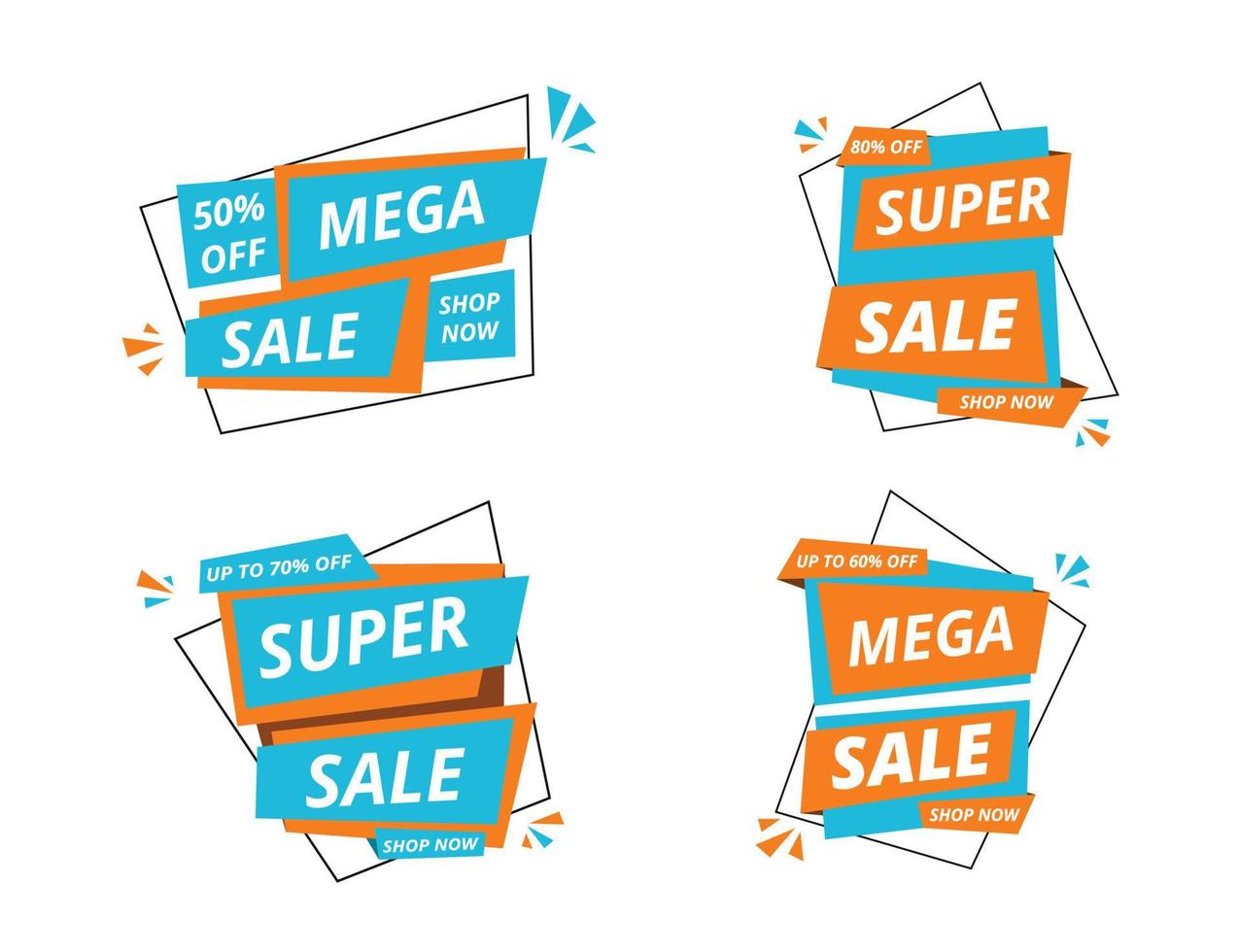 sale banner set mega super sale design template vector