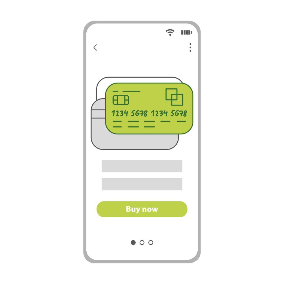 Flat vector isolated phone with a bank card on the screen. Online payment illustration