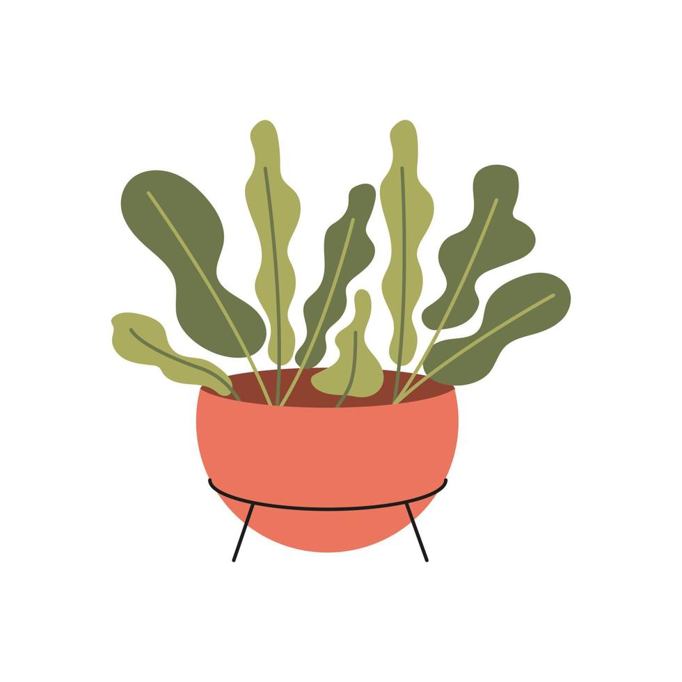 Flat vector isolated illustration pot with a houseplant.