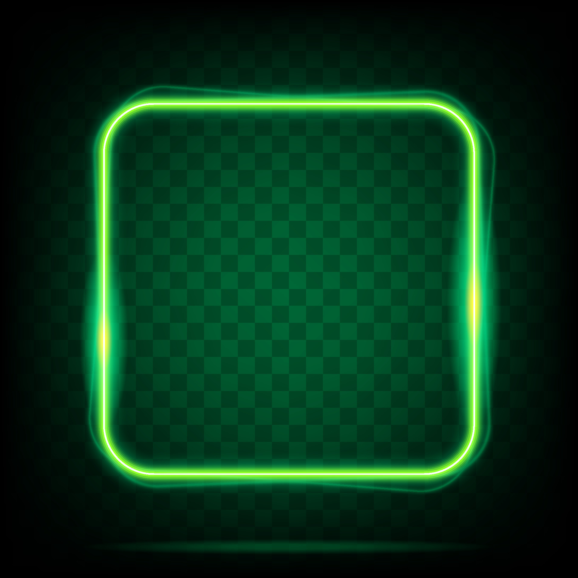 Neon light square banner. Glowing frame isolated on transparent