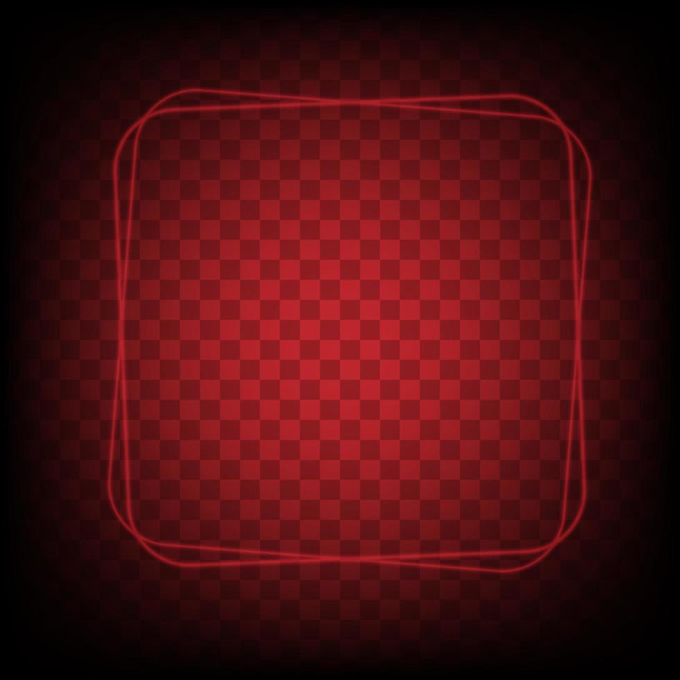 Neon light square banner. Glowing frame isolated on transparent background. Realistic template sign vector. vector