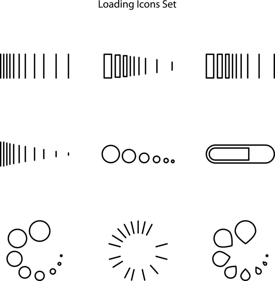 icono de carga barra de progreso para el proceso de ronda de descarga de carga para el sitio web. conjunto de icono de la barra de carga. progreso de descarga. proceso de carga. conjunto de iconos de carga. vector