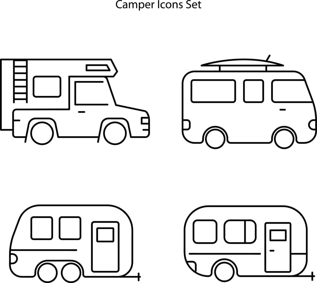 icono de camper aislado sobre fondo blanco de la colección camping. icono de camper moderno y moderno símbolo de camper para logotipo, web, aplicación, ui. signo simple del icono del campista. vector