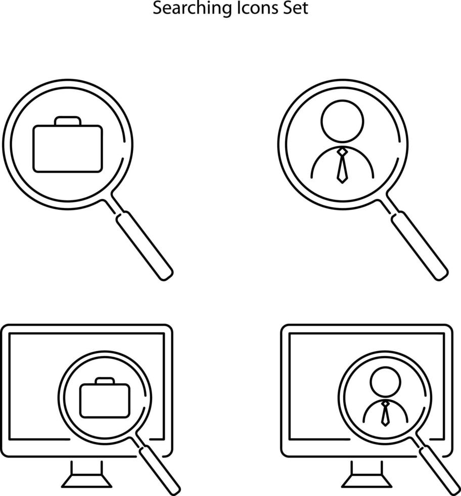 icono de búsqueda de trabajo aislado sobre fondo blanco de la colección de recursos humanos. icono de búsqueda de trabajo contorno de línea delgada símbolo de búsqueda de trabajo lineal para logotipo, web, aplicación, ui. icono de búsqueda de trabajo signo simple, búsqueda vector