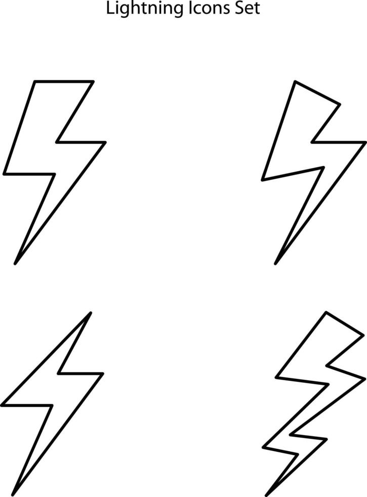 Lightning icon. Simple icon storm or thunder and lightning strike. Set of icons representing lightning bolt, lightning strike or thunderstorm. vector