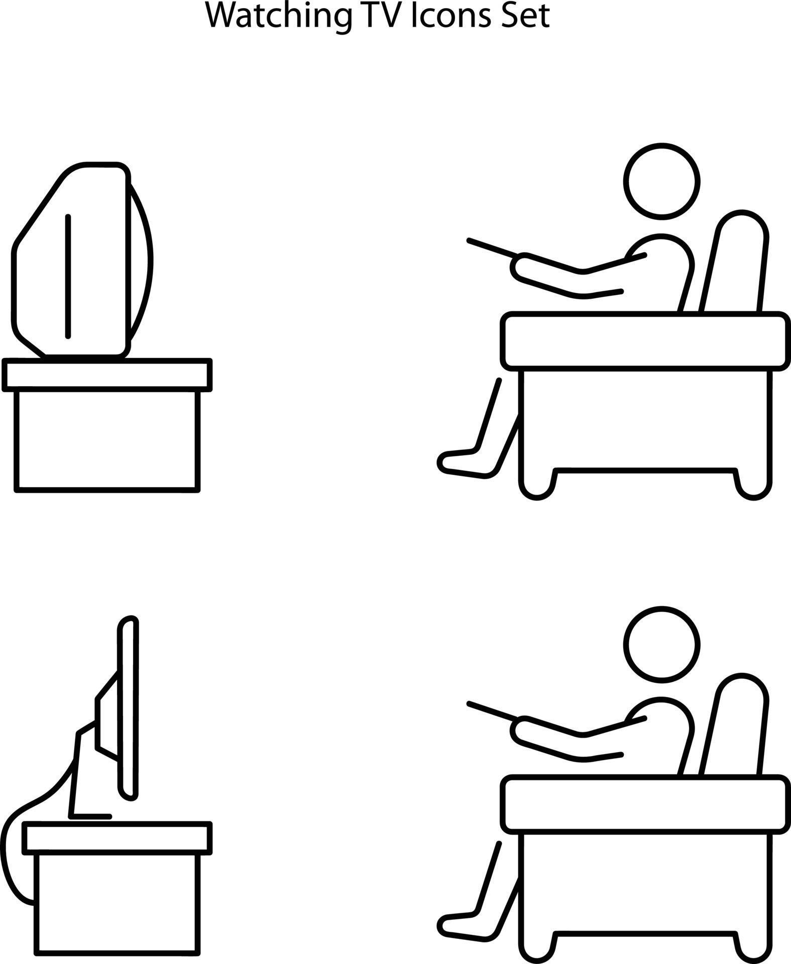 watching tv icon isolated on white background. watching tv icon thin