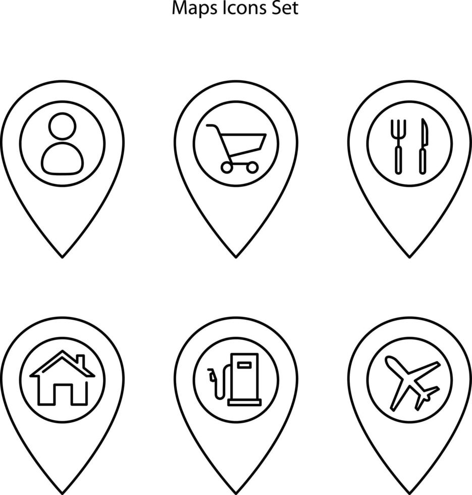 Map pointer icons set isolated on white background. Map pointer icon trendy and modern Map pointer symbol for logo, web, app, UI. Map pointer icon simple sign. vector