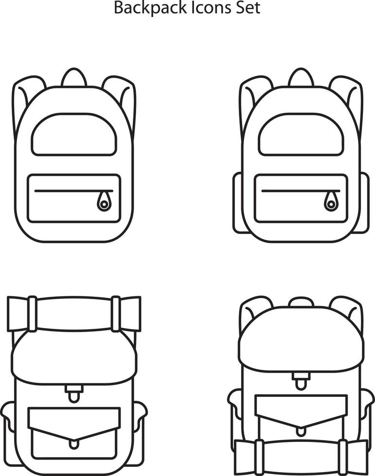 conjunto de iconos de mochila aislado sobre fondo blanco. icono de mochila contorno de línea delgada símbolo de mochila lineal para logotipo, web, aplicación, ui. signo simple del icono de la mochila. vector