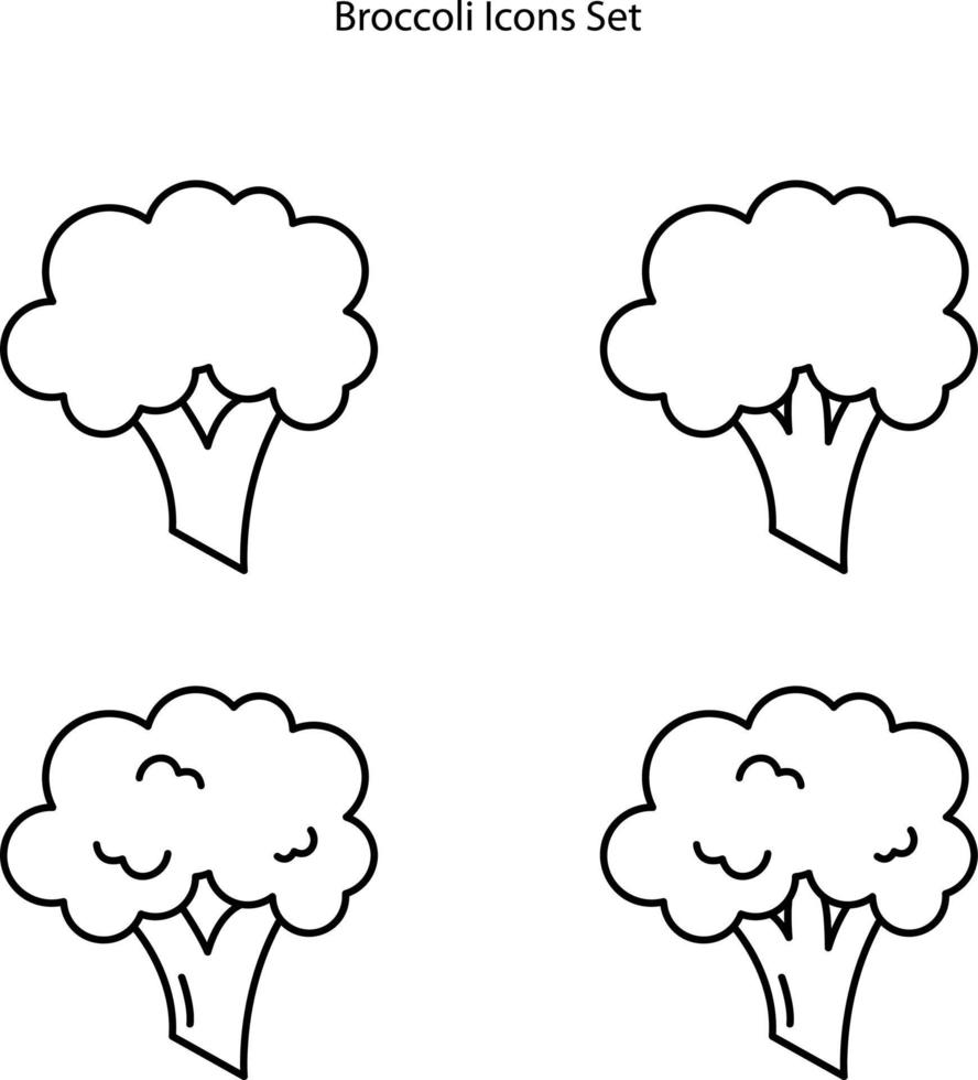 conjunto de iconos de brócoli aislado sobre fondo blanco. icono de brócoli contorno de línea delgada símbolo de brócoli lineal para logotipo, web, aplicación, ui. icono de brócoli signo simple. vector