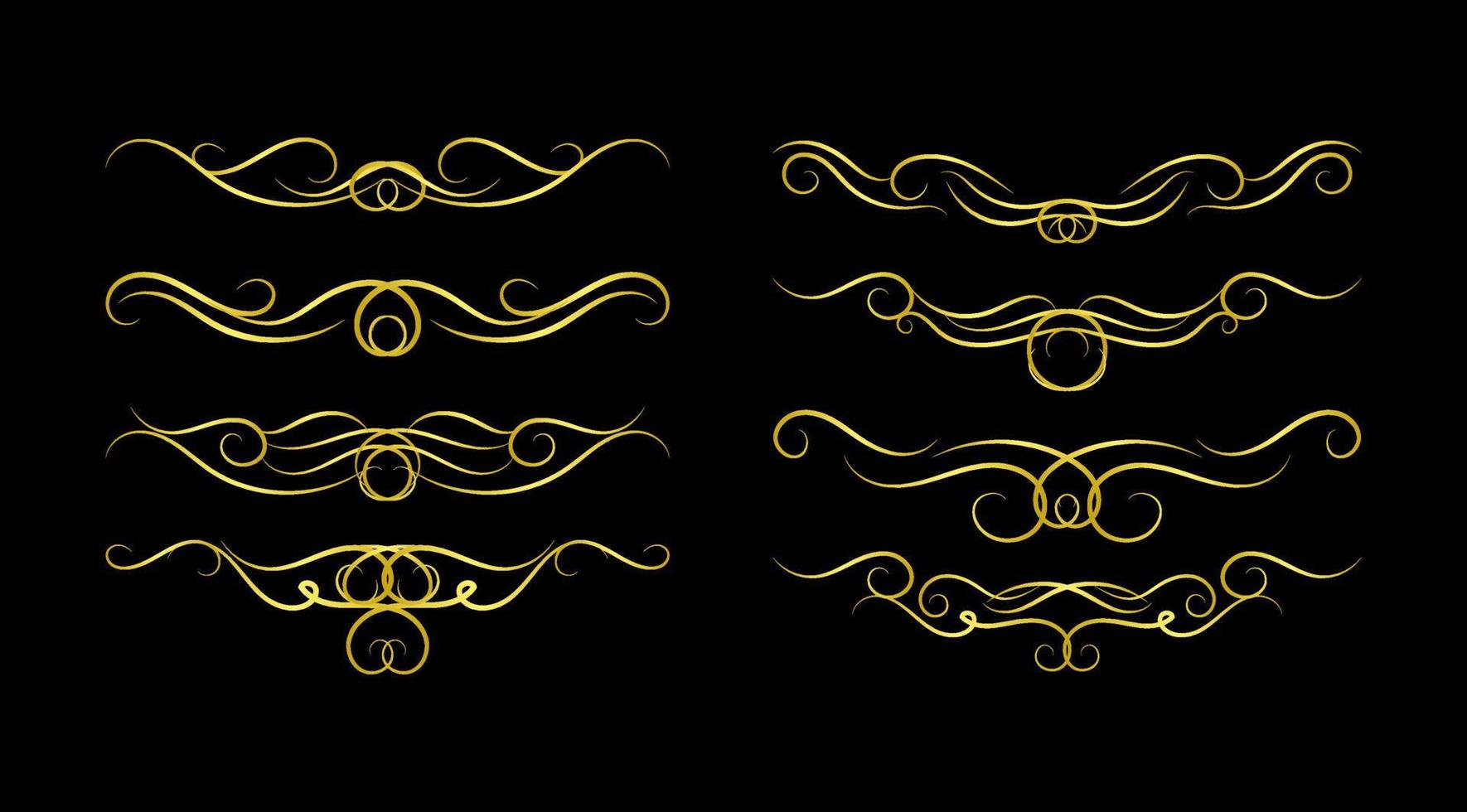 Gold Borders Elements Set Collection, ornament Vector