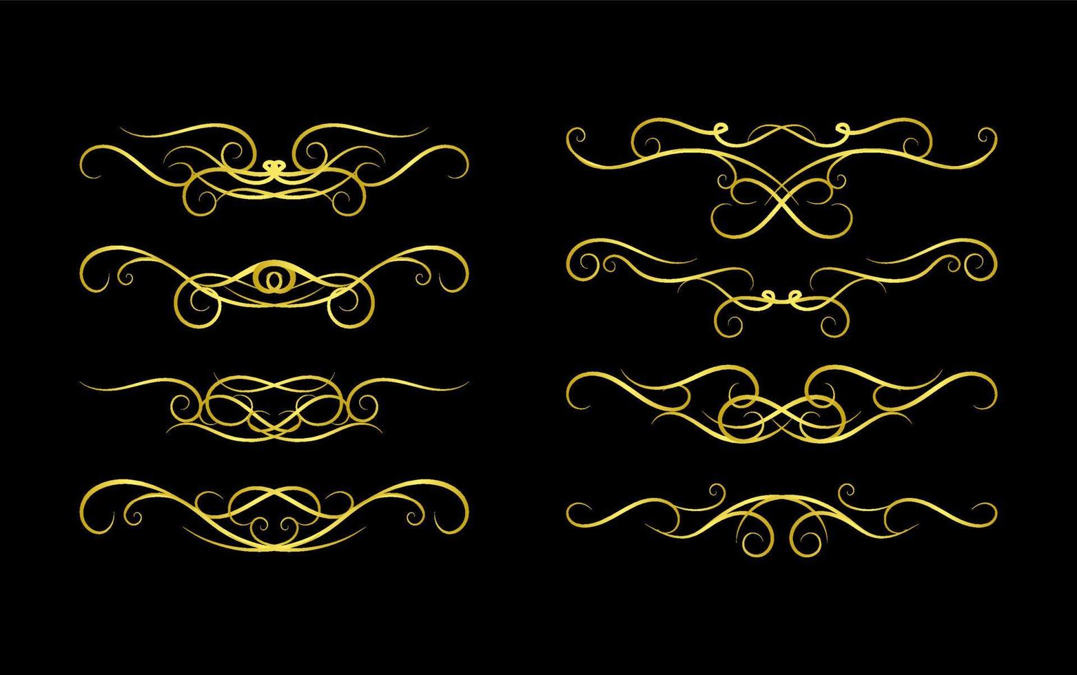 Gold Borders Elements Set Collection, ornament Vector