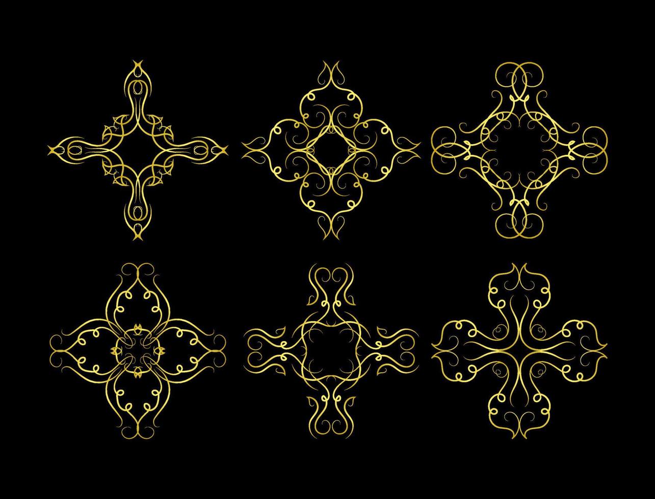 Gold Borders Elements Set Collection, ornament Vector