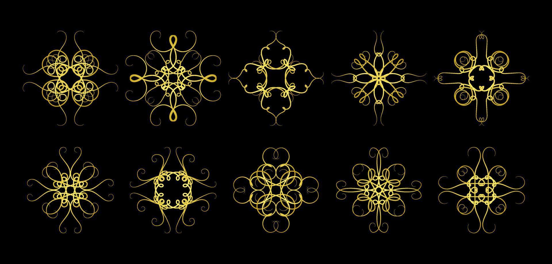 Gold Borders Elements Set Collection, ornament Vector