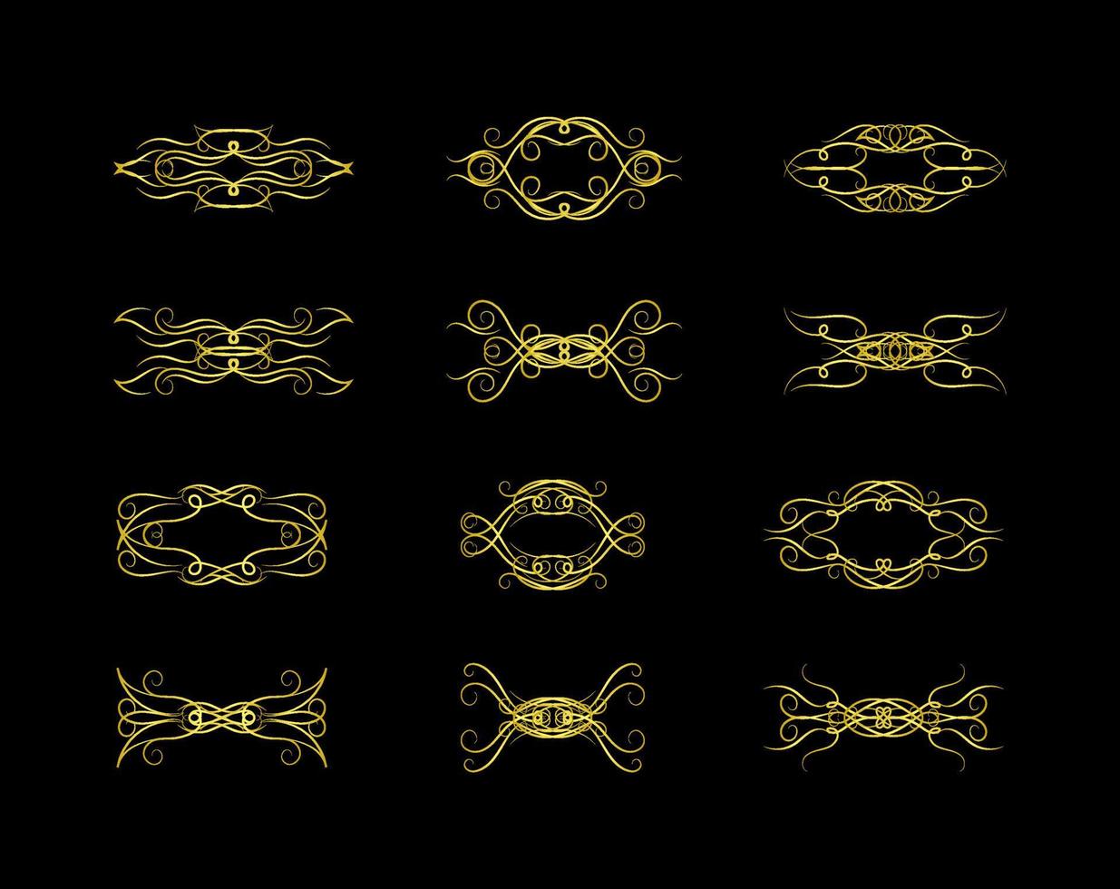 Gold Borders Elements Set Collection, ornament Vector