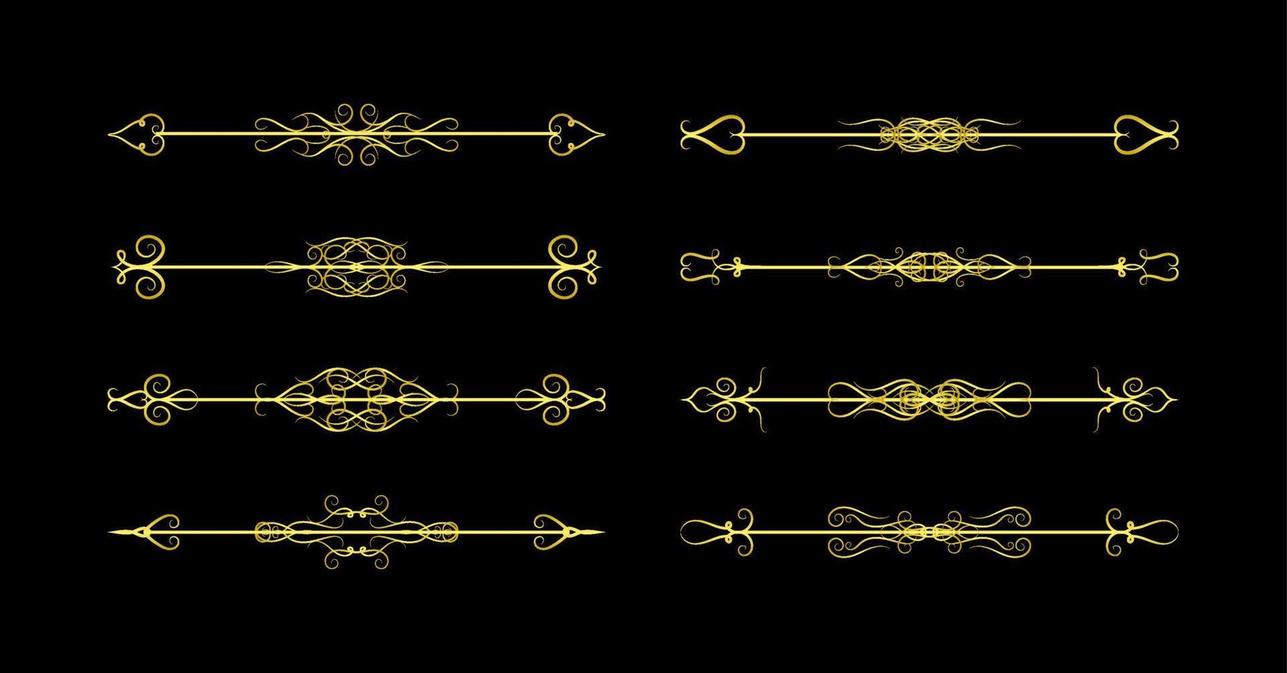 Gold Borders Elements Set Collection, ornament Vector