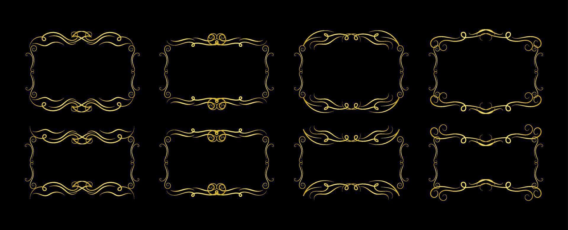 Gold Borders Elements Set Collection, ornament Vector