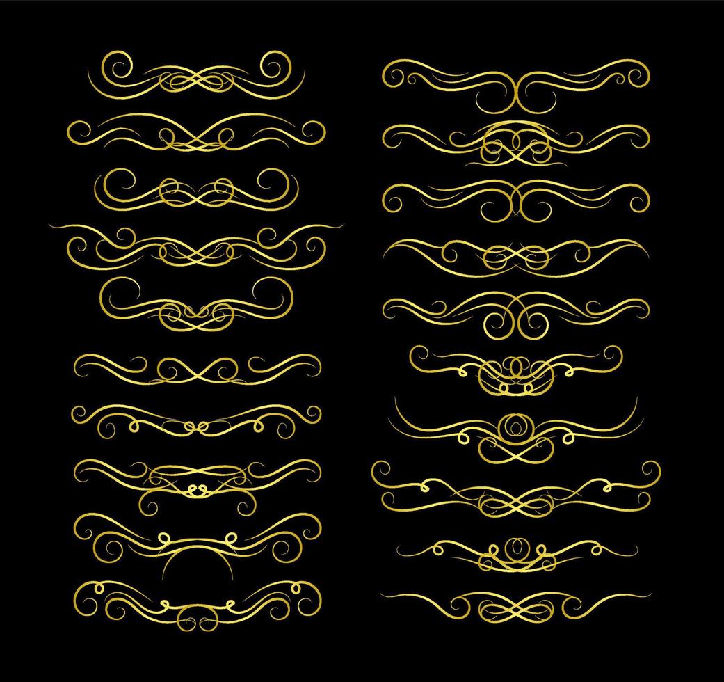 Gold Borders Elements Set Collection, ornament Vector