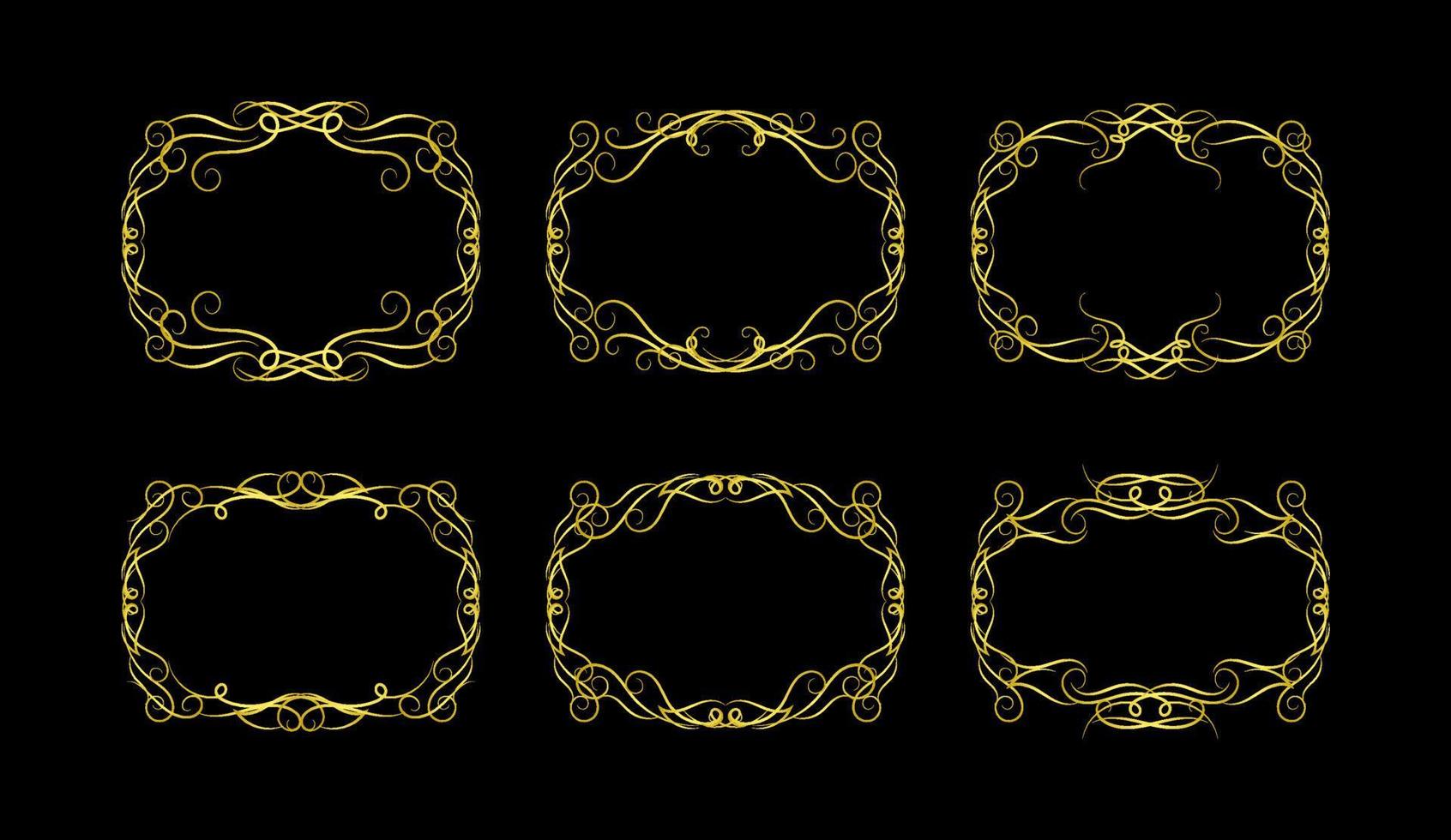 Gold Borders Elements Set Collection, ornament Vector