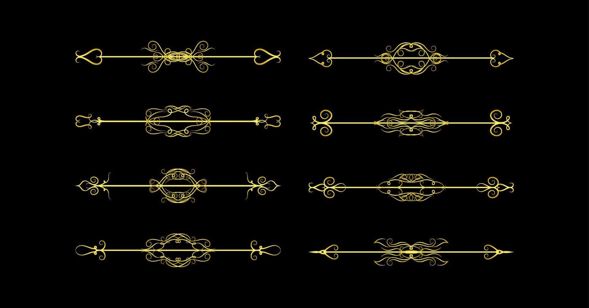 Gold Borders Elements Set Collection, ornament Vector