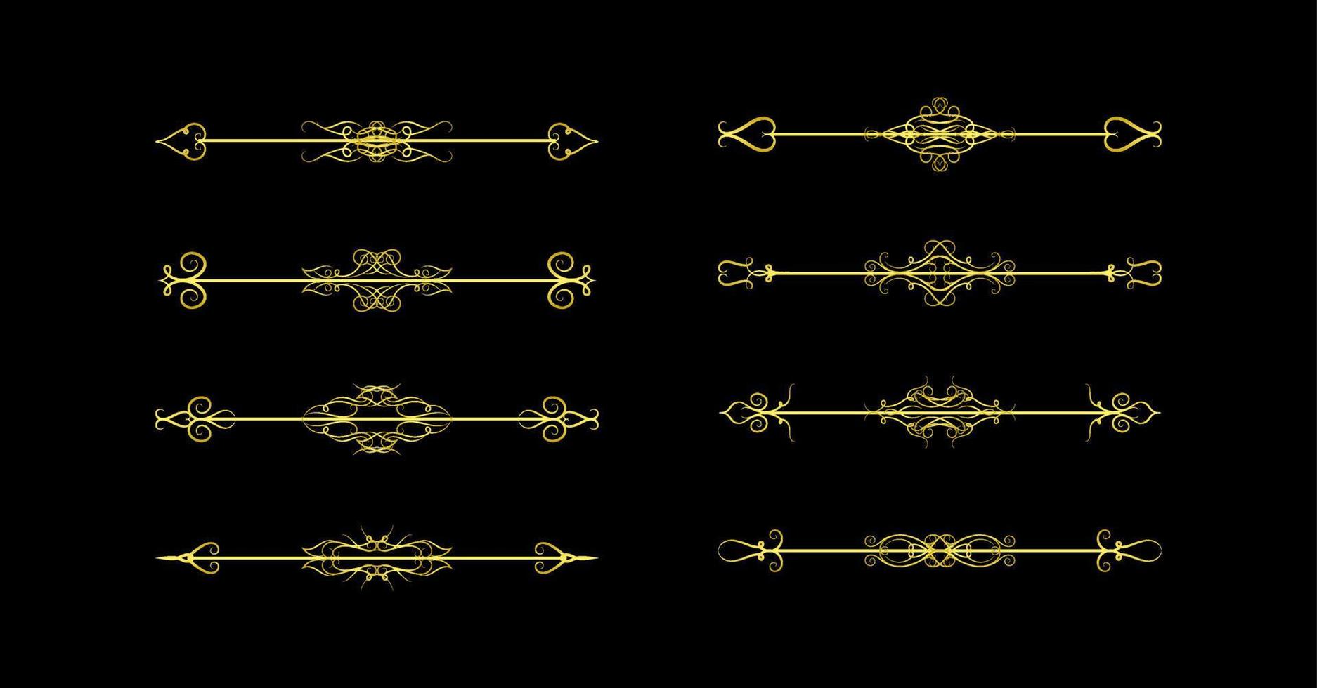 Gold Borders Elements Set Collection, ornament Vector