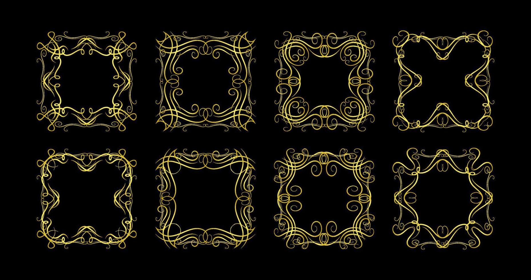 Gold Borders Elements Set Collection, ornament Vector