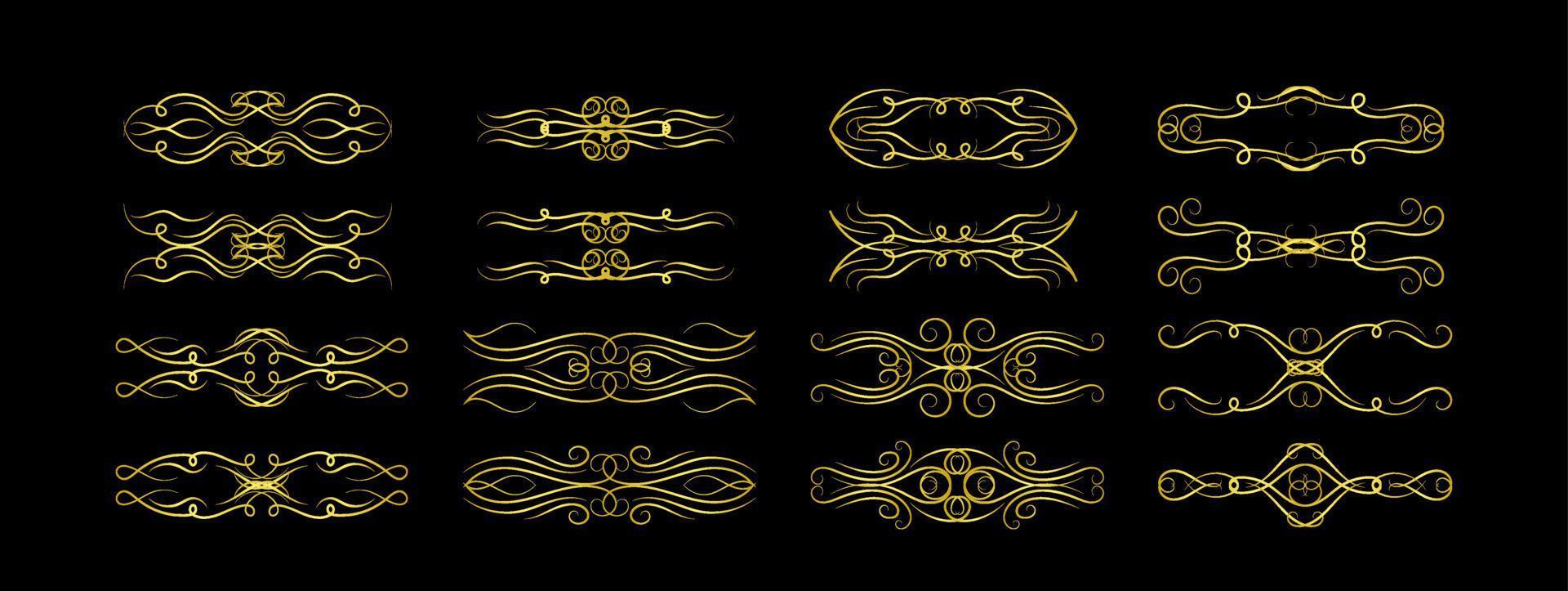 Gold Borders Elements Set Collection, ornament Vector