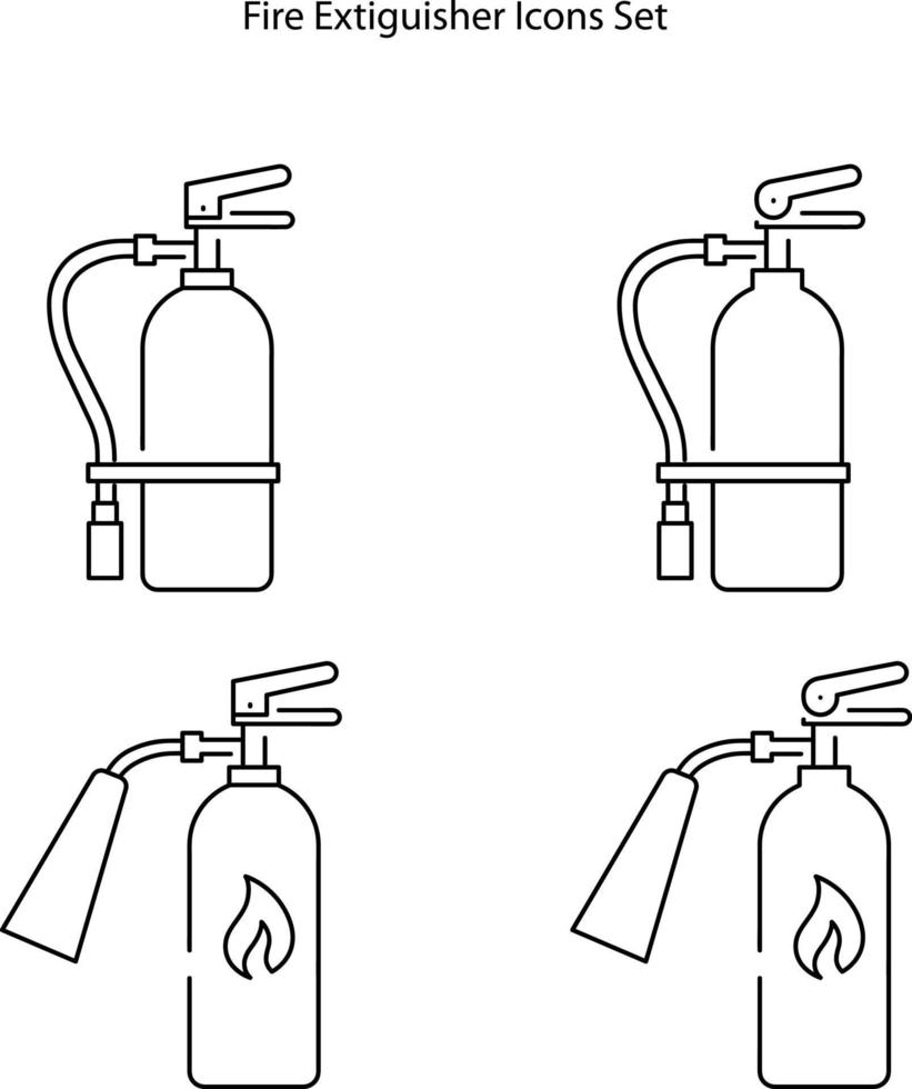 conjunto de iconos de extintor aislado sobre fondo blanco. signo de extintor de incendios. vector