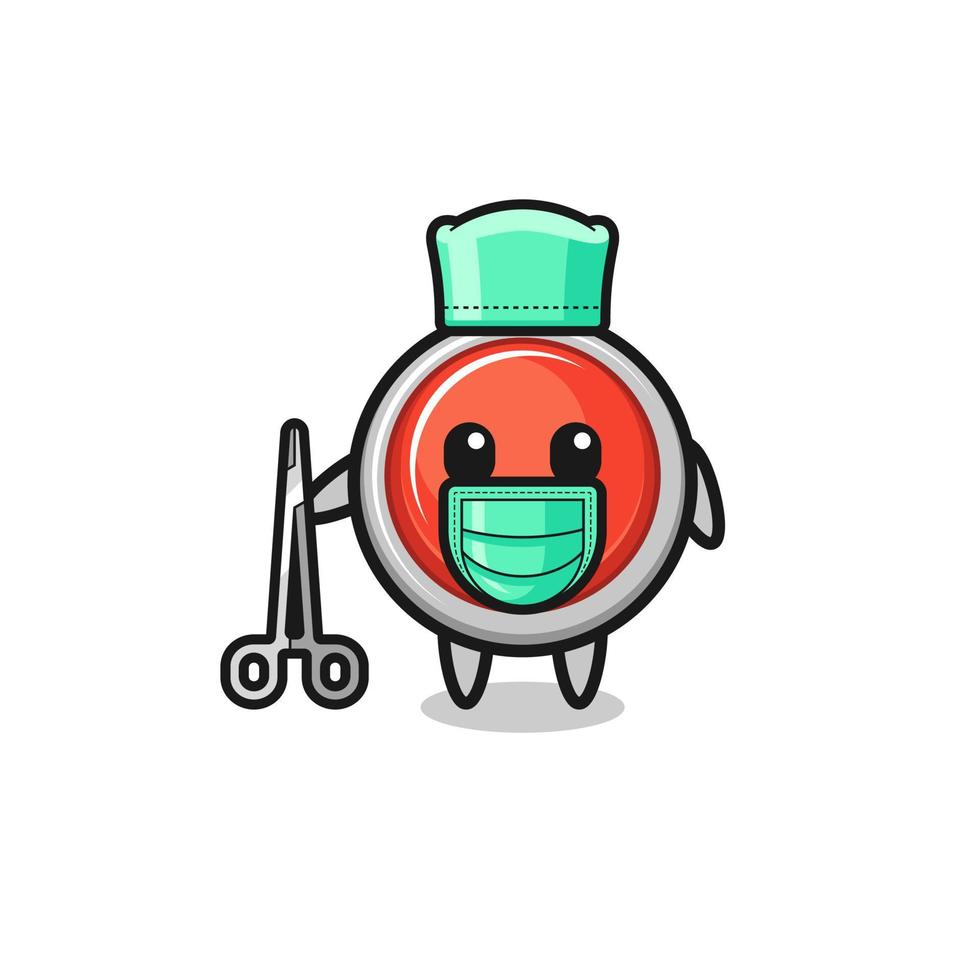 surgeon emergency panic button mascot character vector