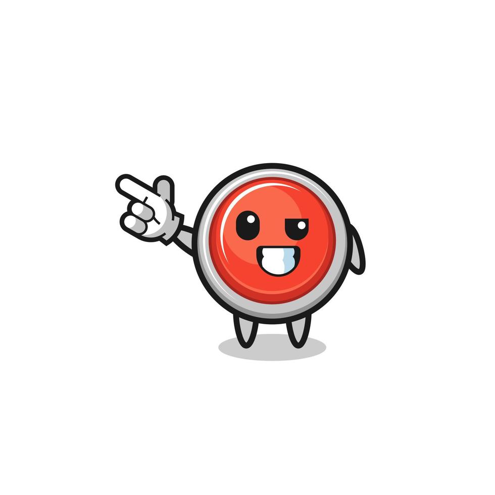 emergency panic button mascot pointing top left vector