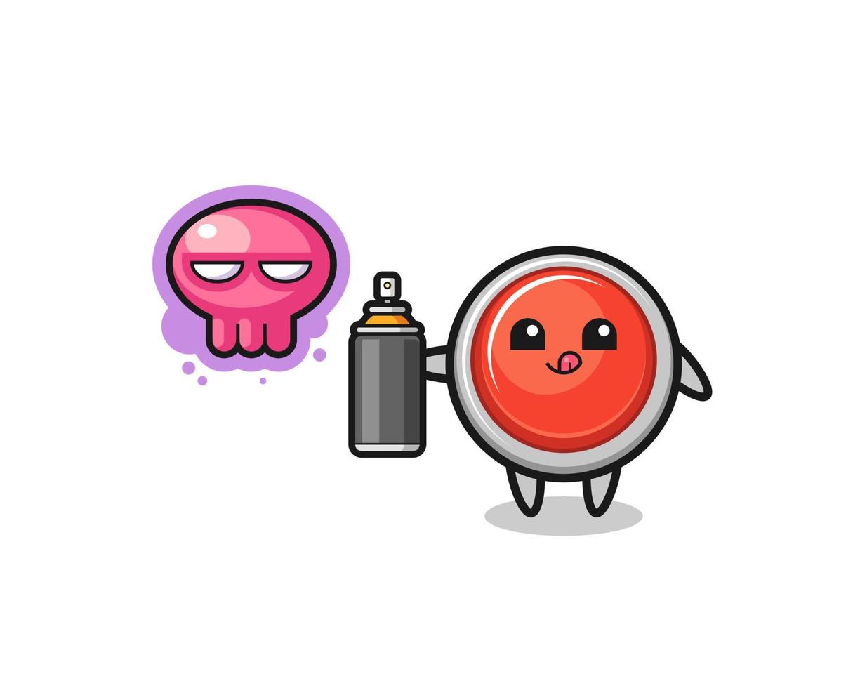 emergency panic button cartoon make a graffiti with a spray paint vector