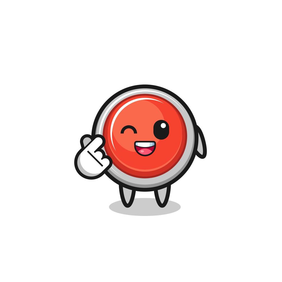 emergency panic button character doing Korean finger heart vector