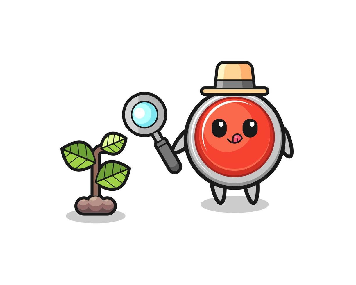 cute emergency panic button herbalist researching a plants vector