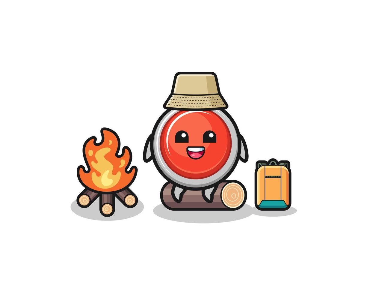 camping illustration of the emergency panic button cartoon vector