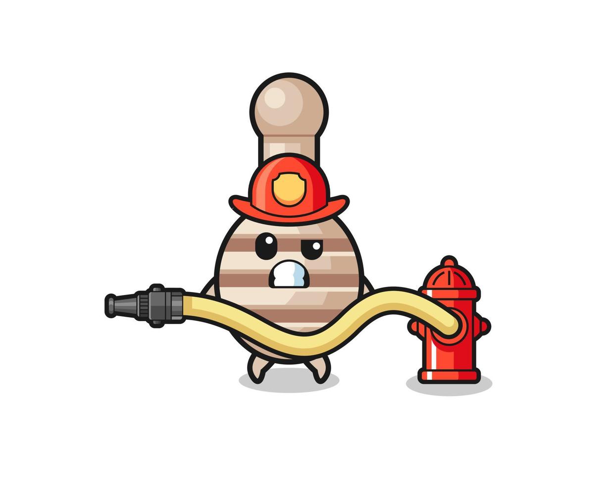 honey dipper cartoon as firefighter mascot with water hose vector