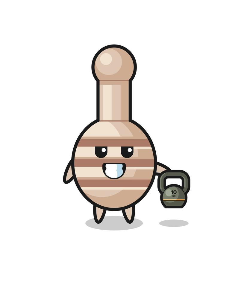 honey dipper mascot lifting kettlebell in the gym vector